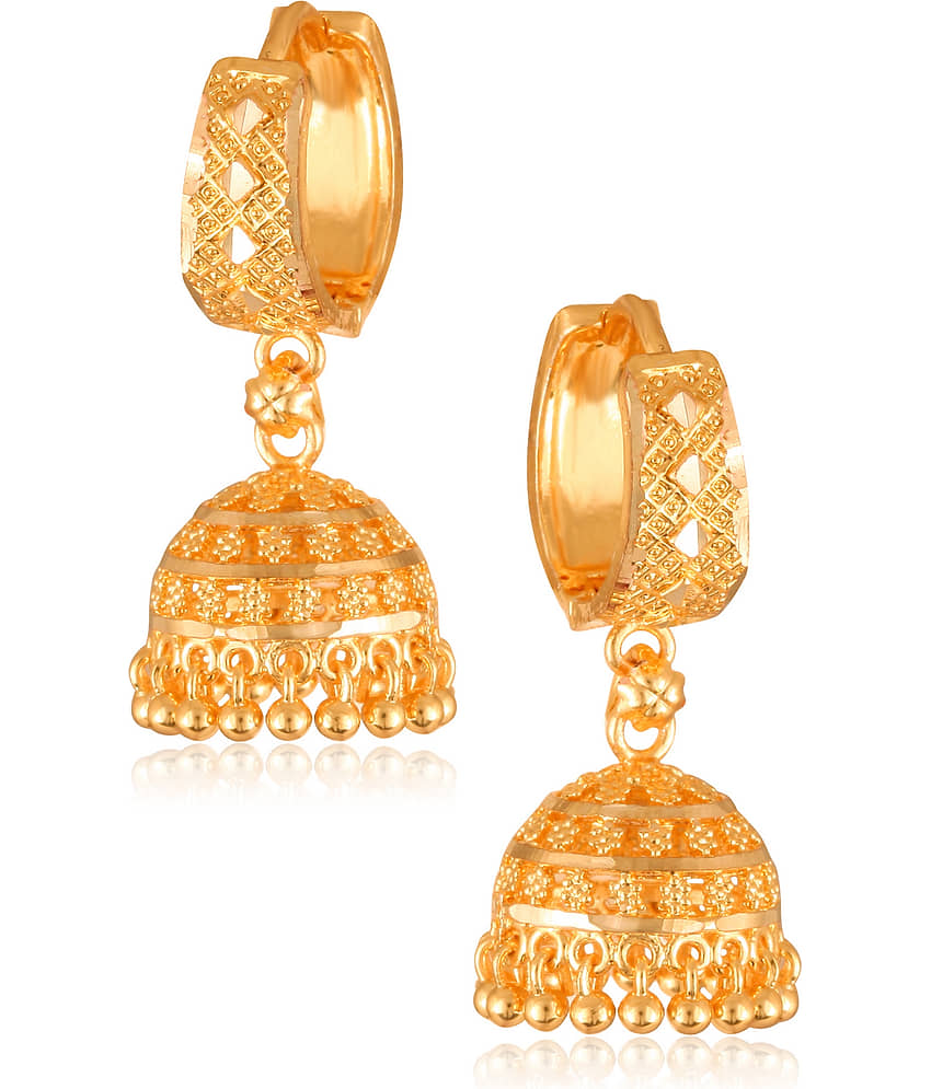 VIVASTRI Golden Jhumki Earrings ( Pack of 1 ) - Earrings | Buy online on ZillyBuy