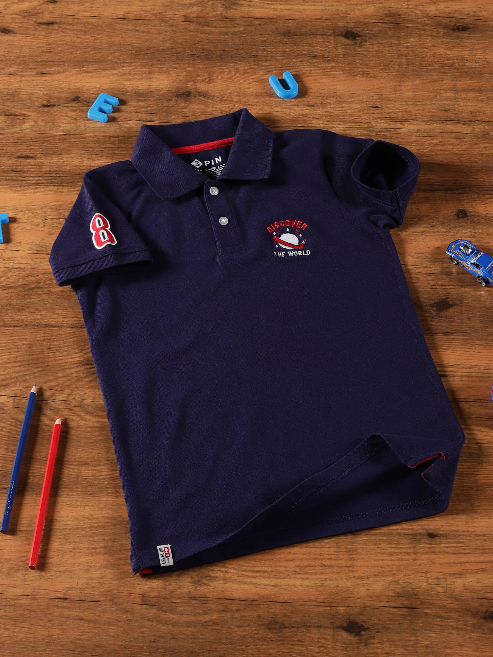 3PIN Pack of 3 Boys Cotton T-Shirt ( Navy )