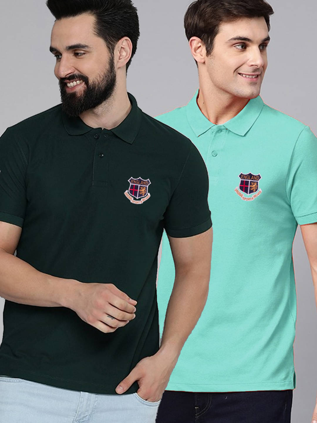 ADORATE Cotton Blend Regular Fit Embroidered Half Sleeves Men's Polo T Shirt - Dark Green ( Pack of 2 ) ADORATE Cotton Blend Regular Fit Embroidered Half Sleeves Men's Polo T Shirt - Dark Green ( Pack of 2 )