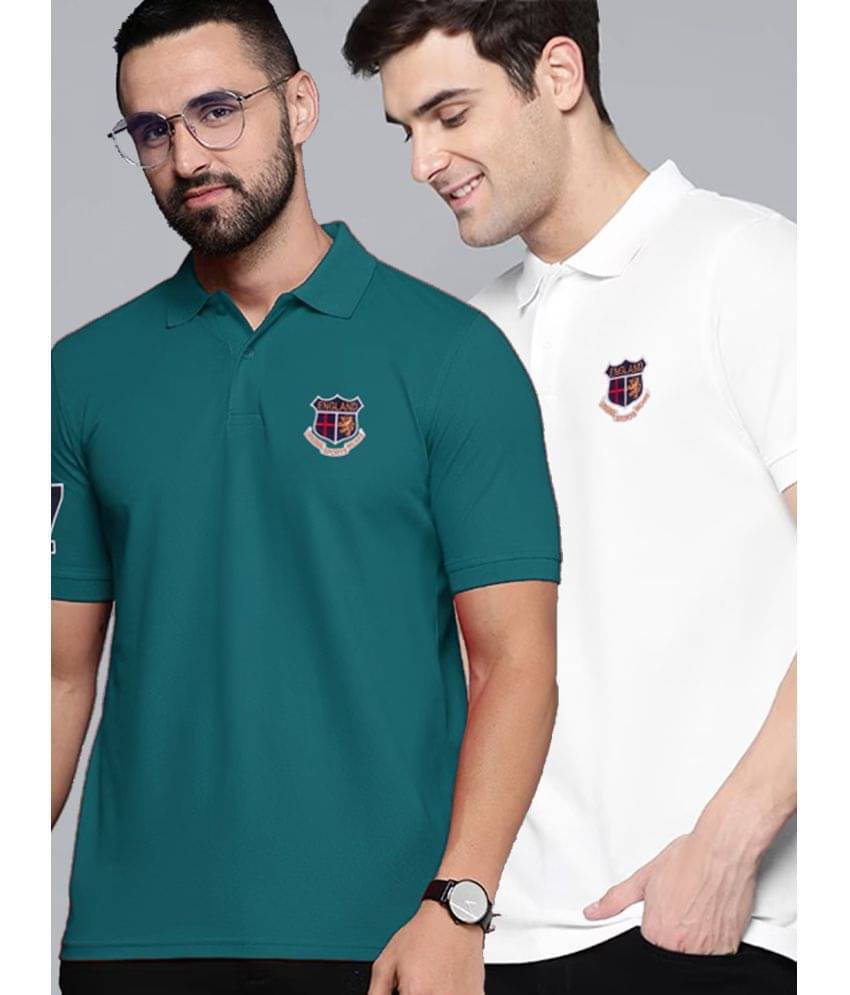 ADORATE Cotton Blend Regular Fit Embroidered Half Sleeves Men's Polo T Shirt - Teal Blue ( Pack of 2 ) ADORATE Cotton Blend Regular Fit Embroidered Half Sleeves Men's Polo T Shirt - Teal Blue ( Pack of 2 )
