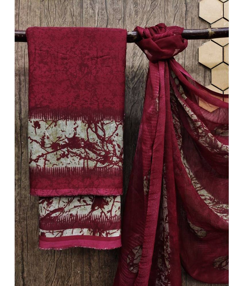     			Anand Unstitched Crepe Printed Dress Material - Maroon ( Pack of 1 )
