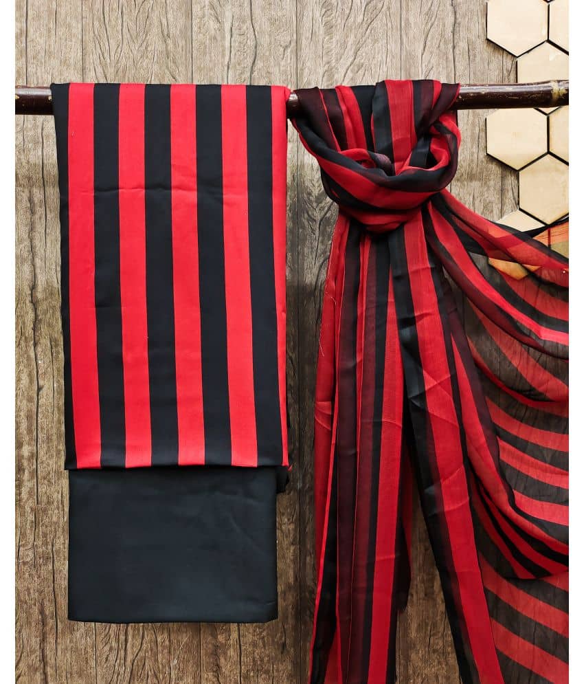 Anand Unstitched Crepe Striped Dress Material - Red ( Pack of 1 ) - Unstitched Fabrics | Buy online on ZillyBuy