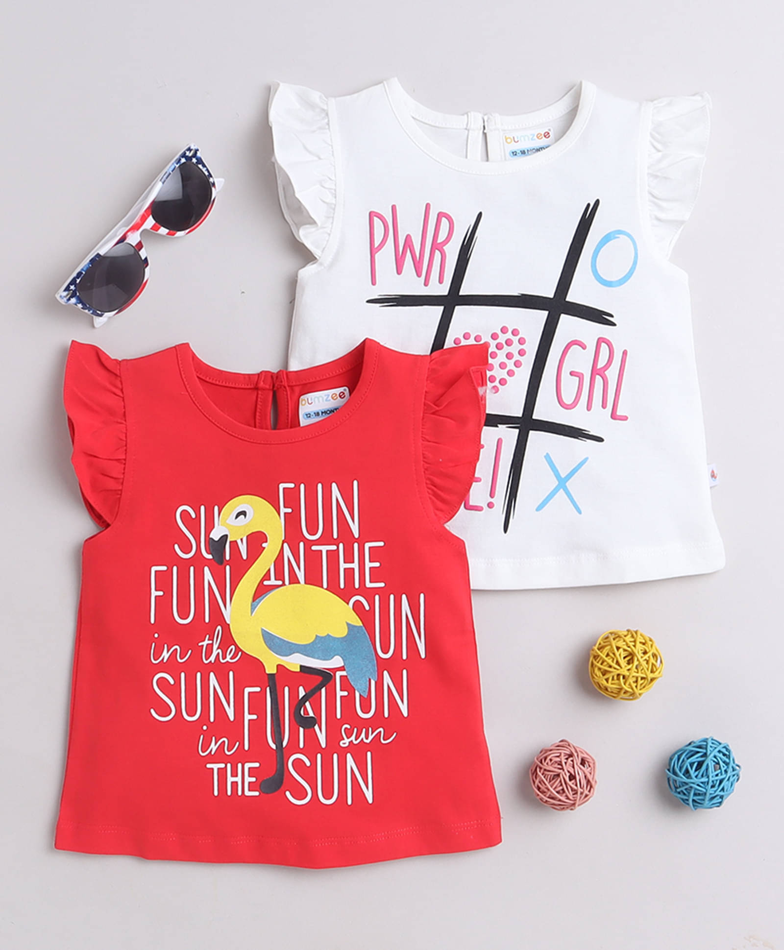     			BUMZEE Pack of 2 Baby Girls Cotton T-Shirt ( White )