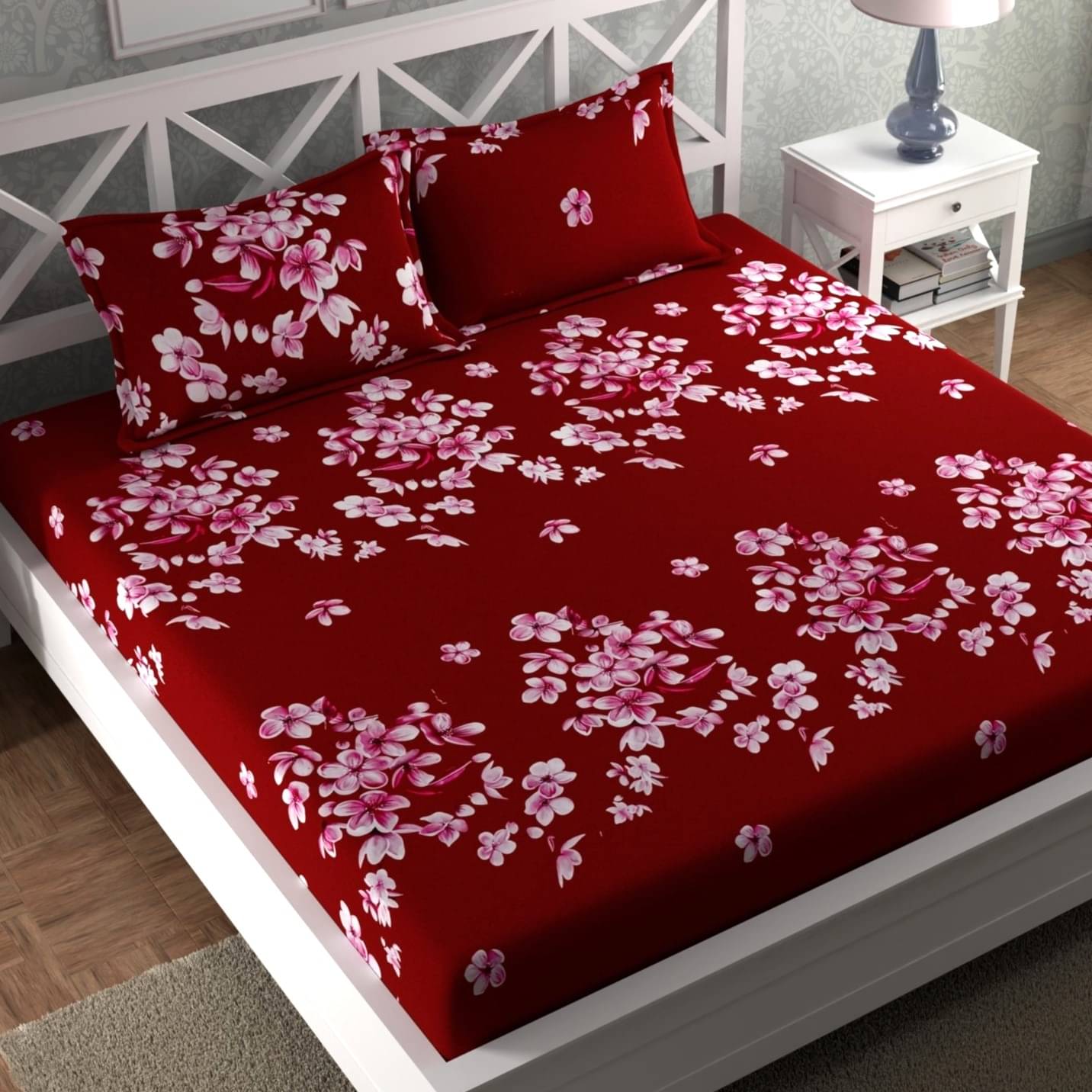 CG HOMES Cotton 1 Double Bedsheet with 2 Pillow Covers ( Red ) CG HOMES Cotton 1 Double Bedsheet with 2 Pillow Covers ( Red )