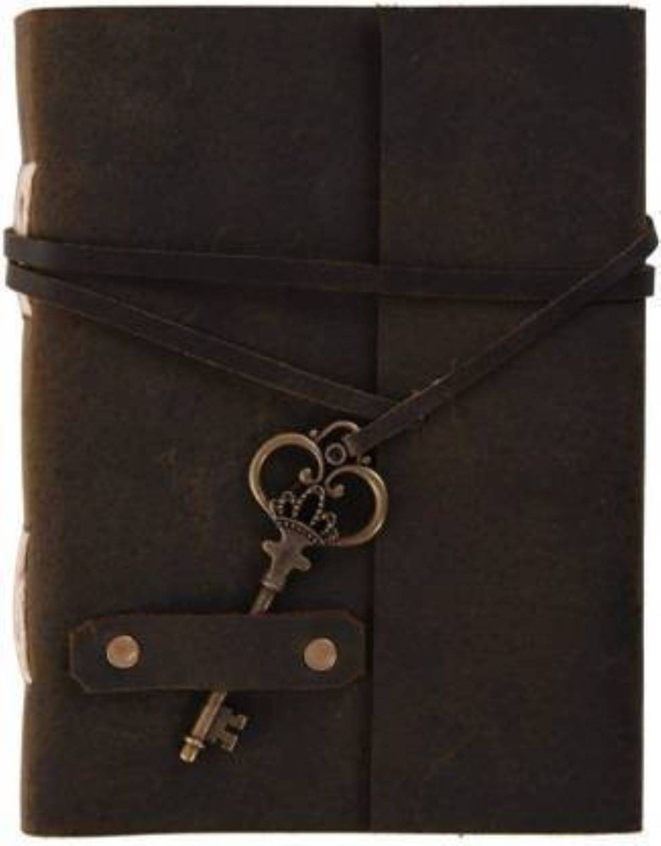     			Handcrafted Leather Cover Writing Diary with Belt Lock Notebook Journal Planner Unruled Smooth White Paper Sheet Notepad Sketchbook Personal Diaries for Men and Women (200 Page-120 GSM)