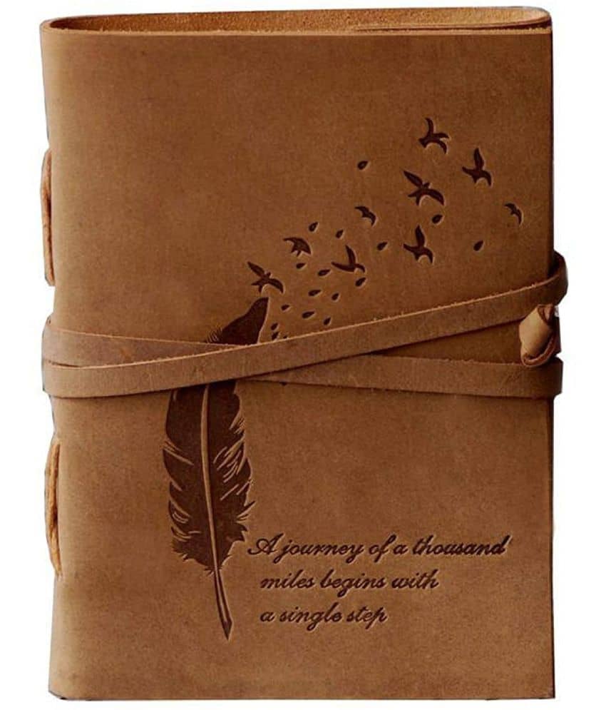 CRAFT CLUB Premium Leather Diary With Bird Feather Embossed A5 Diary