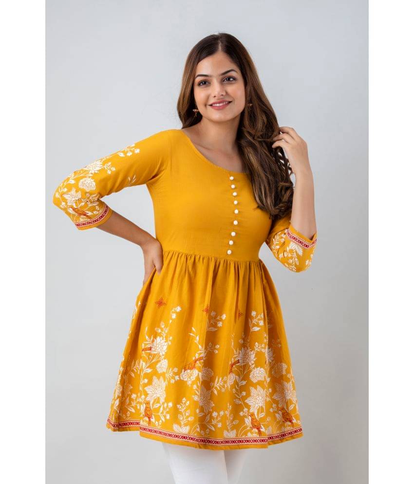     			FABRR Women's Cotton A-Line Top ( Yellow )