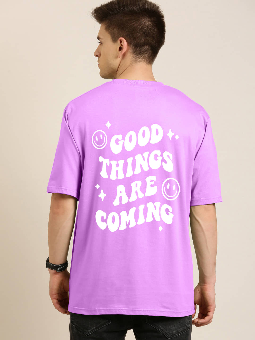 Faltu Pack of 1 Cotton Oversized Fit Men's T-Shirt ( Lavender )