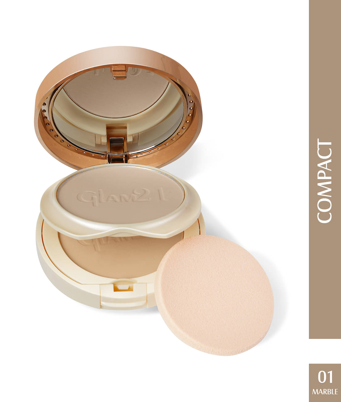     			Glam21 Clear & Bright Silk 2-in-1 Compact Powder Oil Free & Sweat Resistant Formula 20gm Marble-01