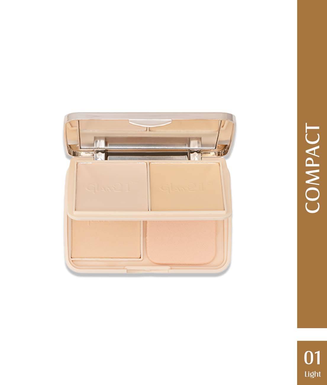     			Glam21 Natural Oil-Control 3-in-1 Compact Powder For Long Lasting & Matte Finish Look 27gm Light-01