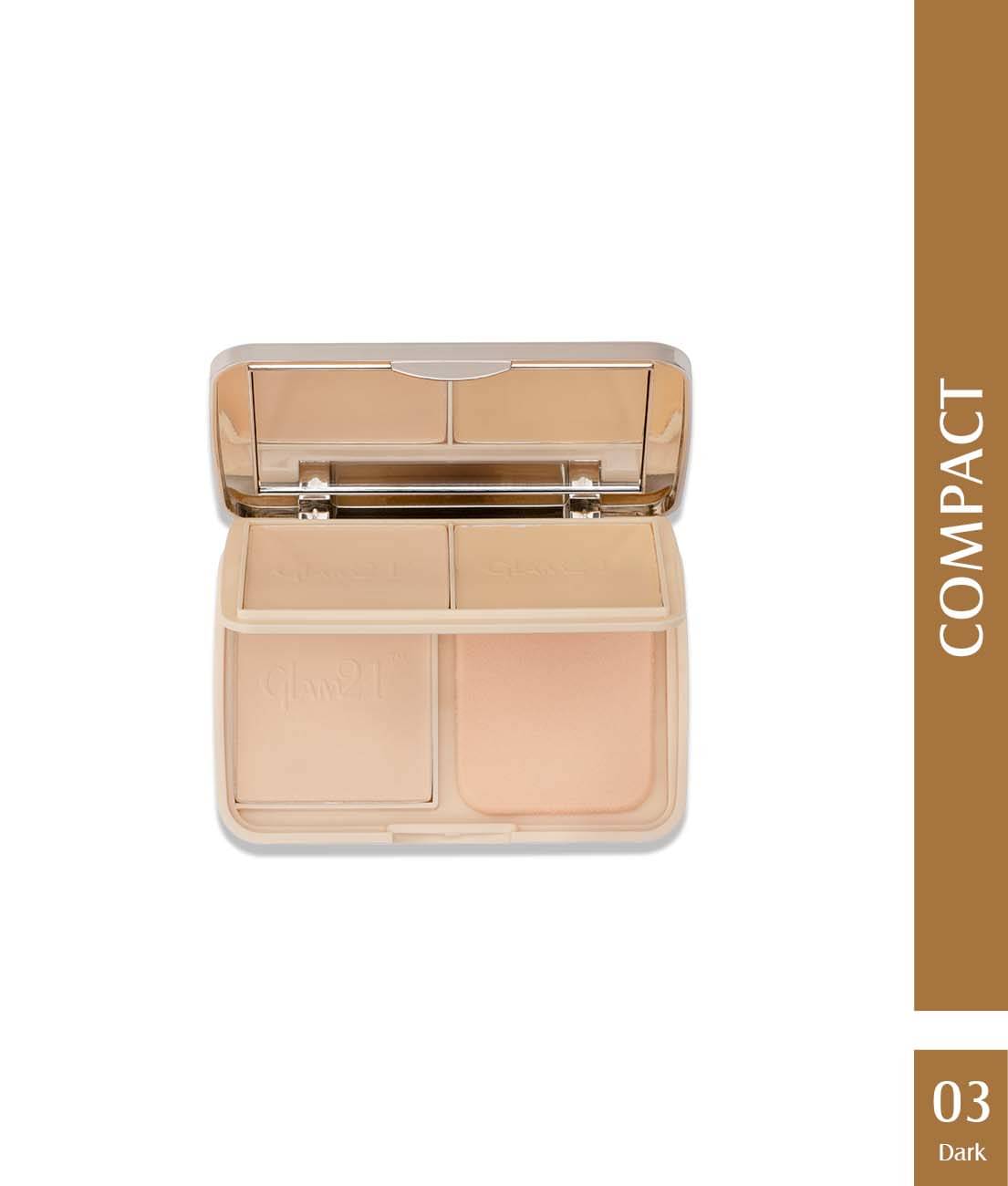     			Glam21 Natural Oil-Control 3-in-1 Compact Powder For Long Lasting & Matte Finish Look 27gm Dark-03