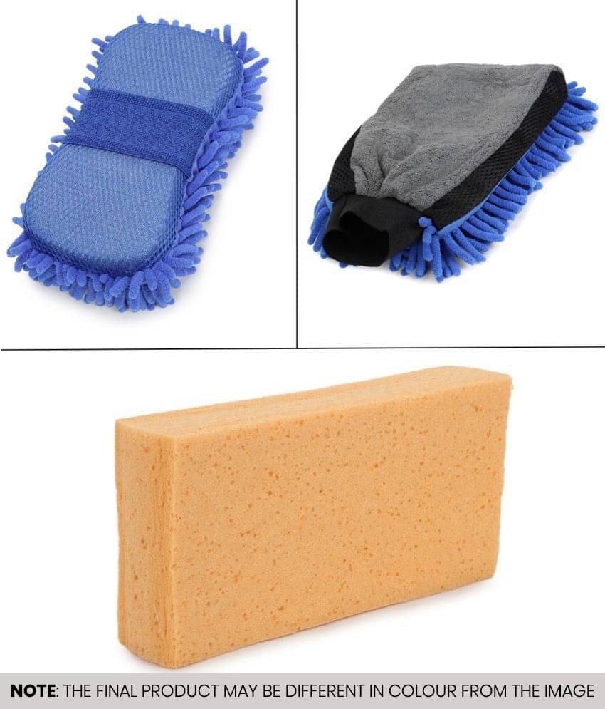 Mahek Accessories - Car Cleaning Combo Of Dual Sided Microfiber Gloves , Sponge And Cellulose Sponge for car accessories( Pack Of 3 )     			Mahek Accessories - Car Cleaning Combo Of Dual Sided Microfiber Gloves , Sponge And Cellulose Sponge for car accessories( Pack Of 3 )