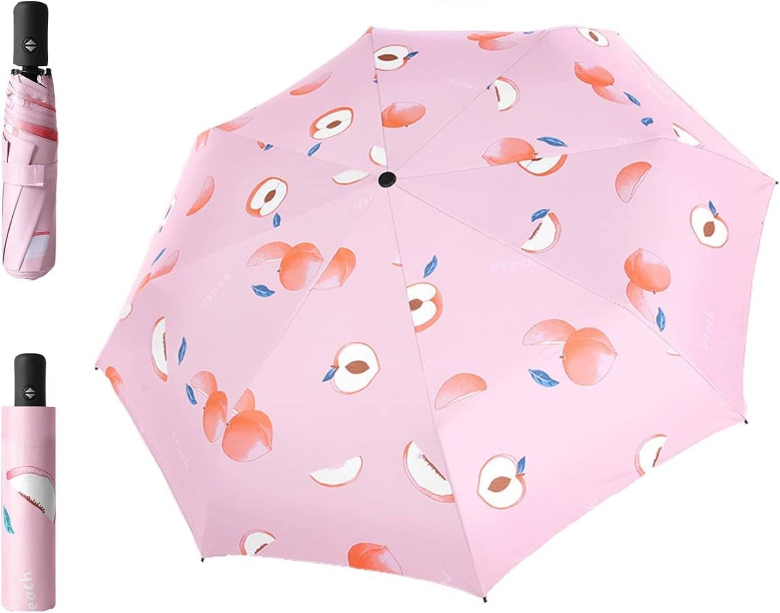 Infispace Manual Umbrella For Boys & Girls, UV-Rays Safe 23 Inch Large Size 3-Fold Fruit Print Umbrella,Peach Color Umberallas For Sun & Rain Infispace Manual Umbrella For Boys & Girls, UV-Rays Safe 23 Inch Large Size 3-Fold Fruit Print Umbrella,Peach Color Umberallas For Sun & Rain