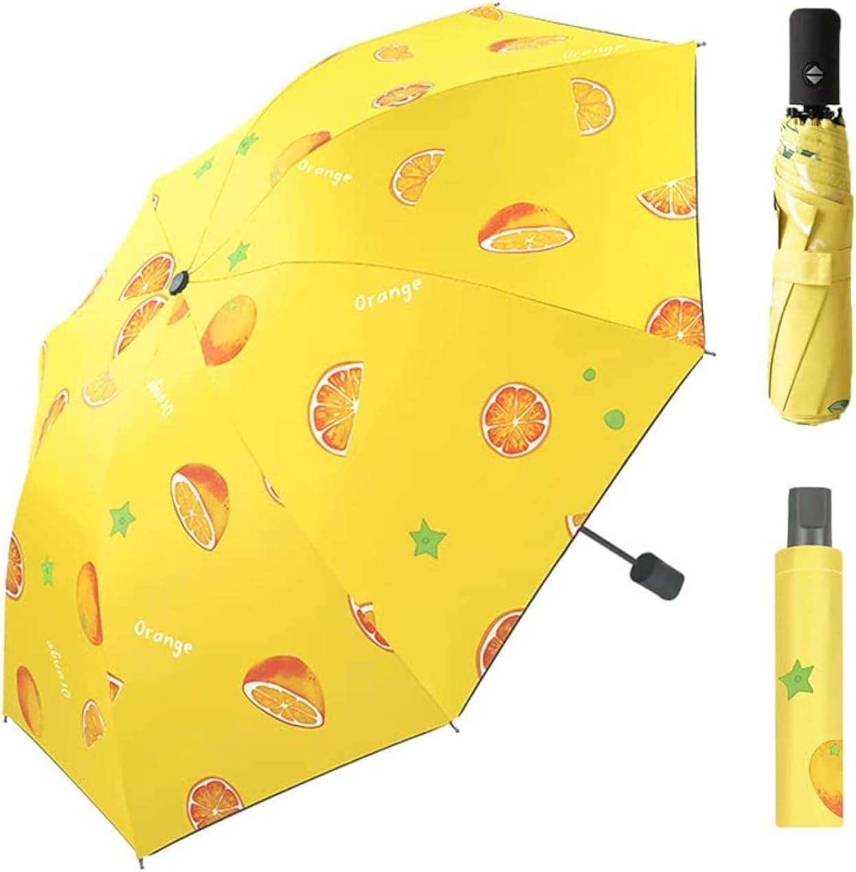     			Infispace Manual Umbrella For  Boys & Girls, UV-Rays Safe 23 Inch Large Size 3-Fold Fruit Print Umbrella,Orange Color Umberallas For Sun & Rain