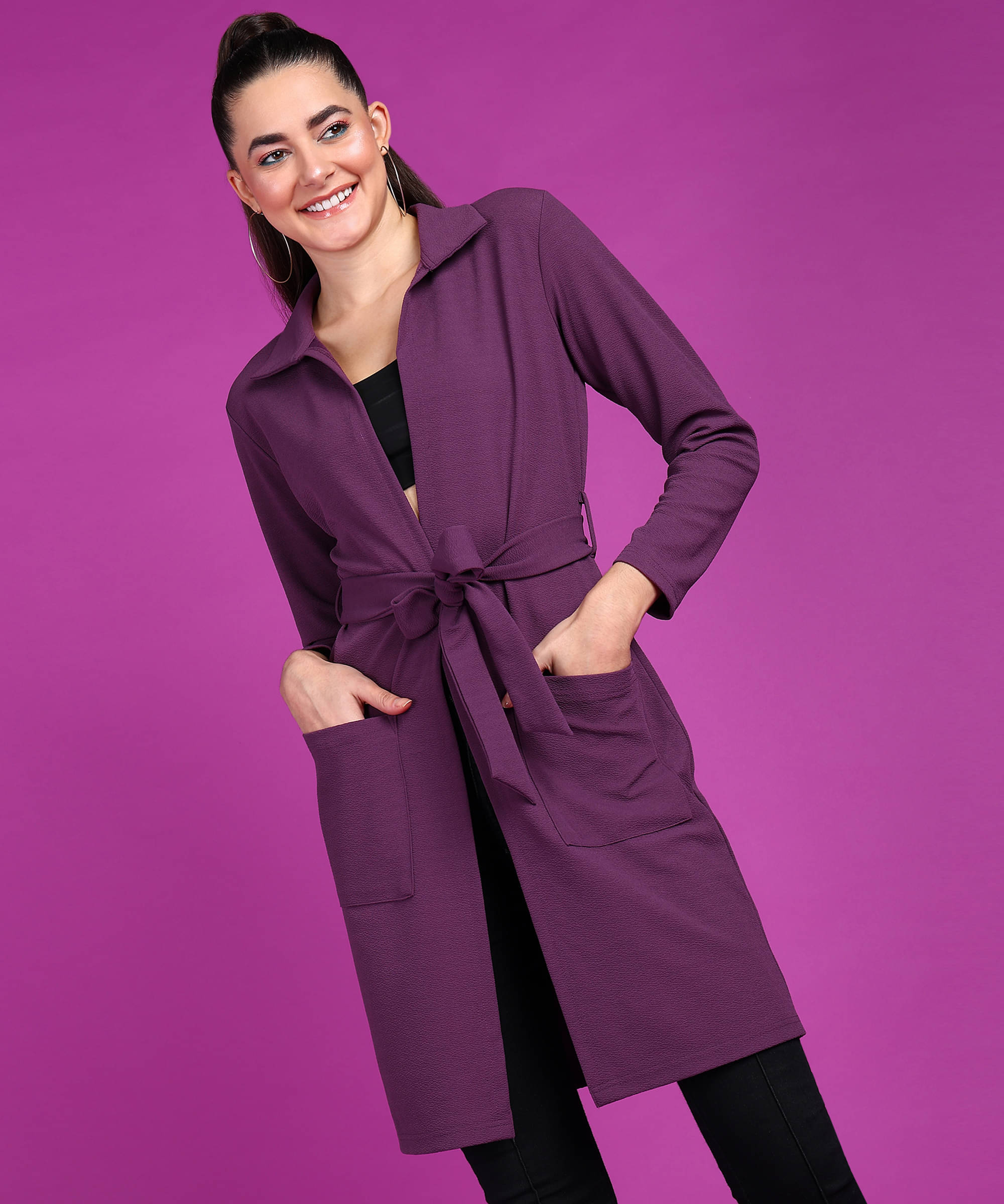 POPWINGS Polyester Blend Women's Shrugs - Purple ( Single ) POPWINGS Polyester Blend Women's Shrugs - Purple ( Single )