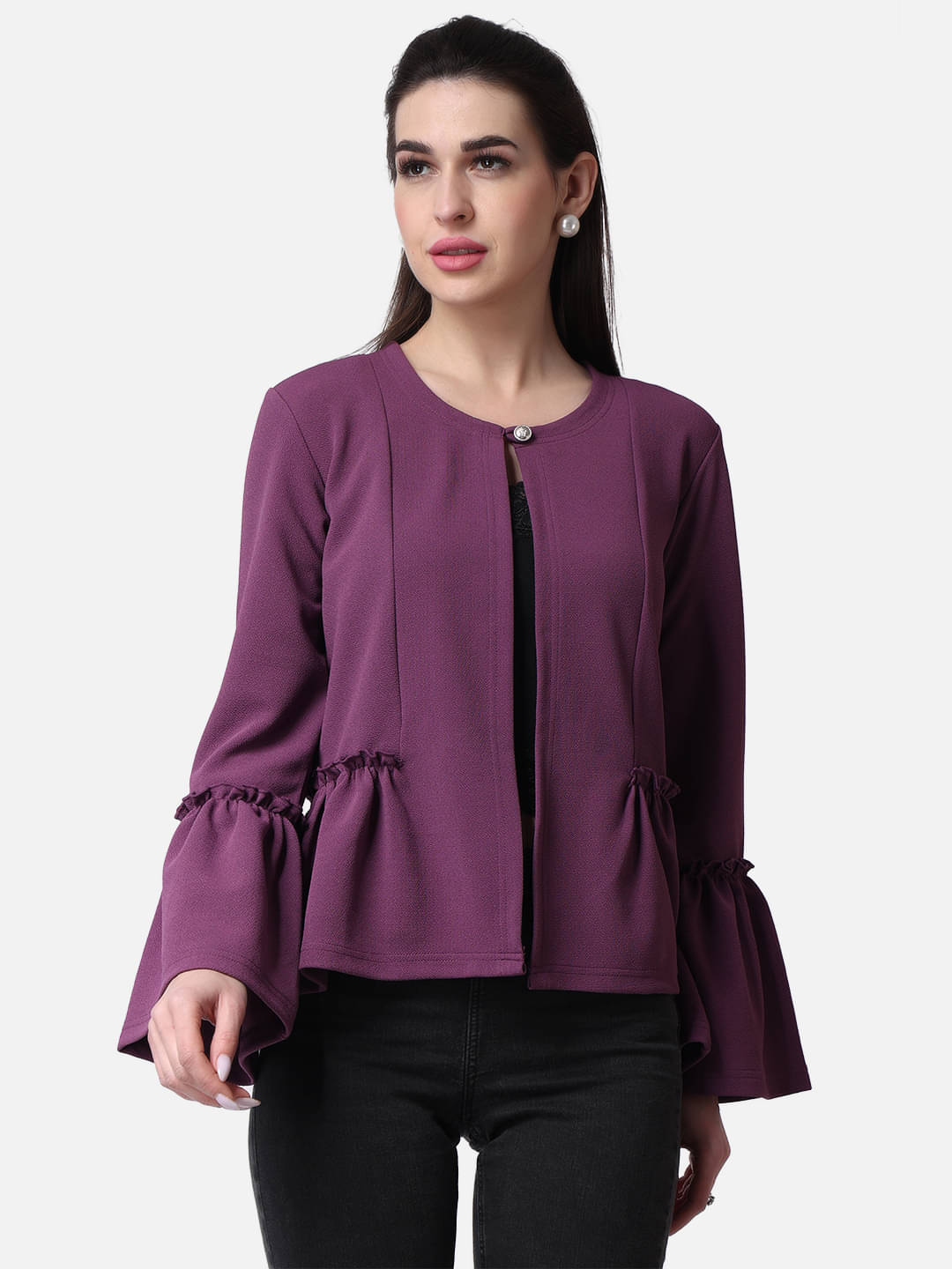 POPWINGS Polyester Blend Women's Shrugs - Purple ( Single ) POPWINGS Polyester Blend Women's Shrugs - Purple ( Single )