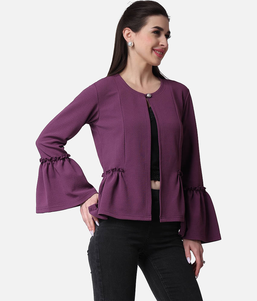POPWINGS Polyester Blend Women's Shrugs - Purple ( Single )