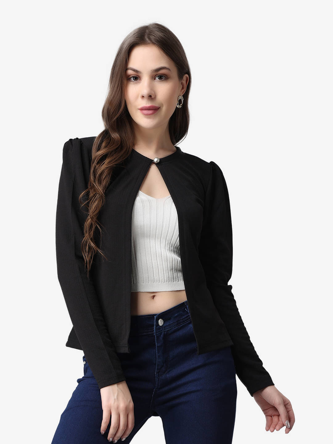     			POPWINGS Polyester Blend Women's Shrugs - Black ( Single )