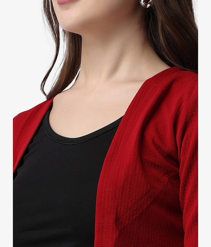 POPWINGS Polyester Blend Women's Shrugs - Maroon ( Single )