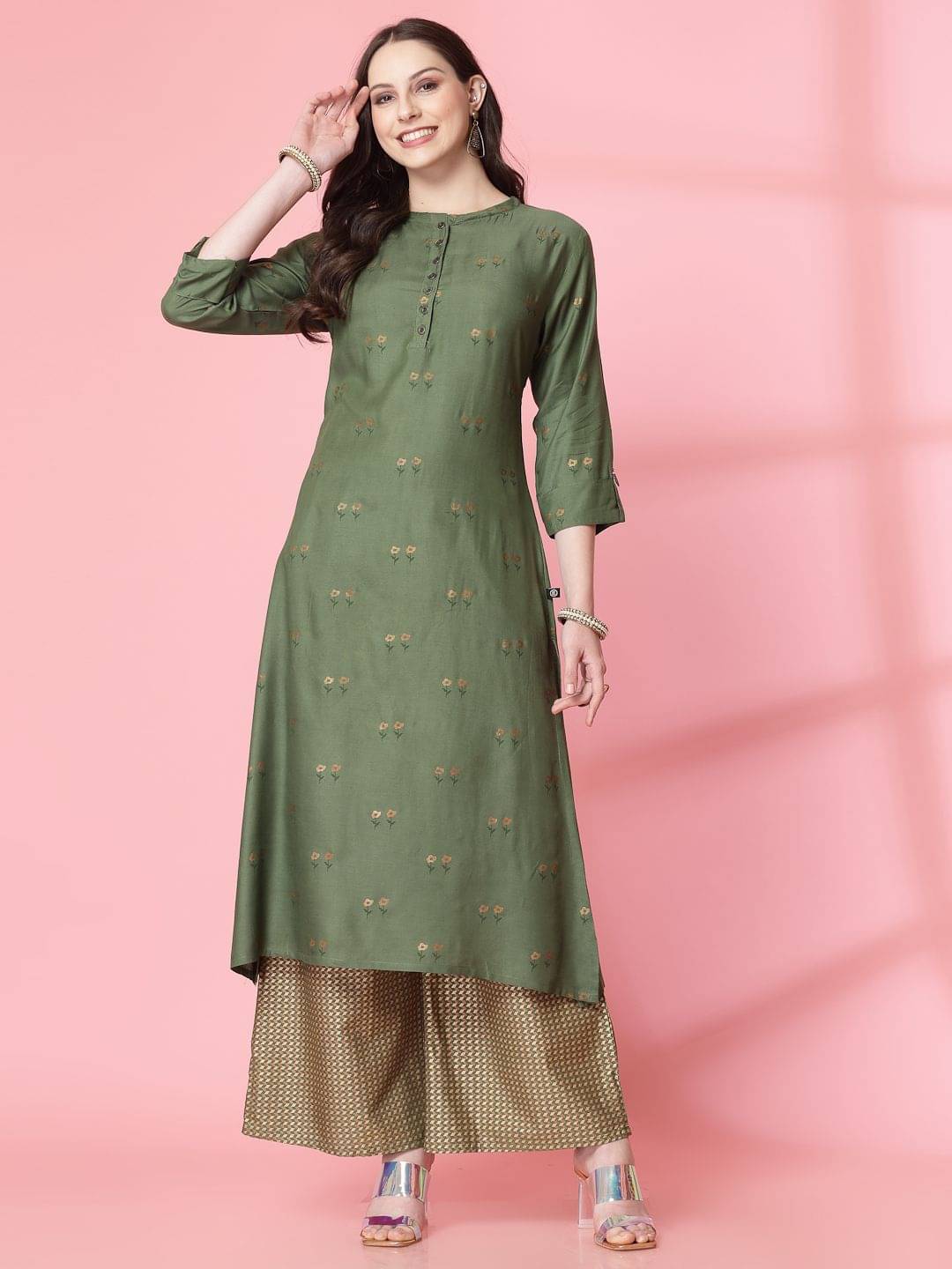 Pistaa Viscose Printed Kurti With Palazzo Women's Stitched Salwar Suit - Green ( Pack of 1 ) Pistaa Viscose Printed Kurti With Palazzo Women's Stitched Salwar Suit - Green ( Pack of 1 )