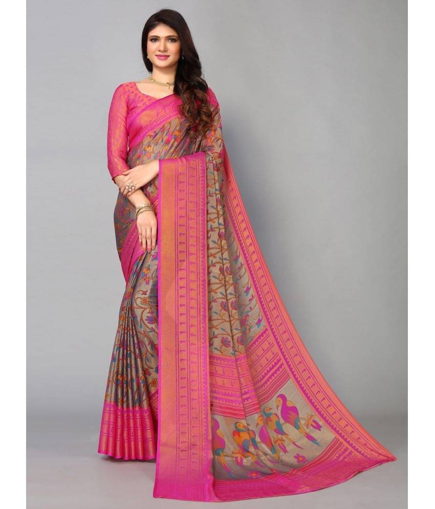     			Samah Brasso Printed Saree With Unstitched Blouse Piece ( Multicolor2 )