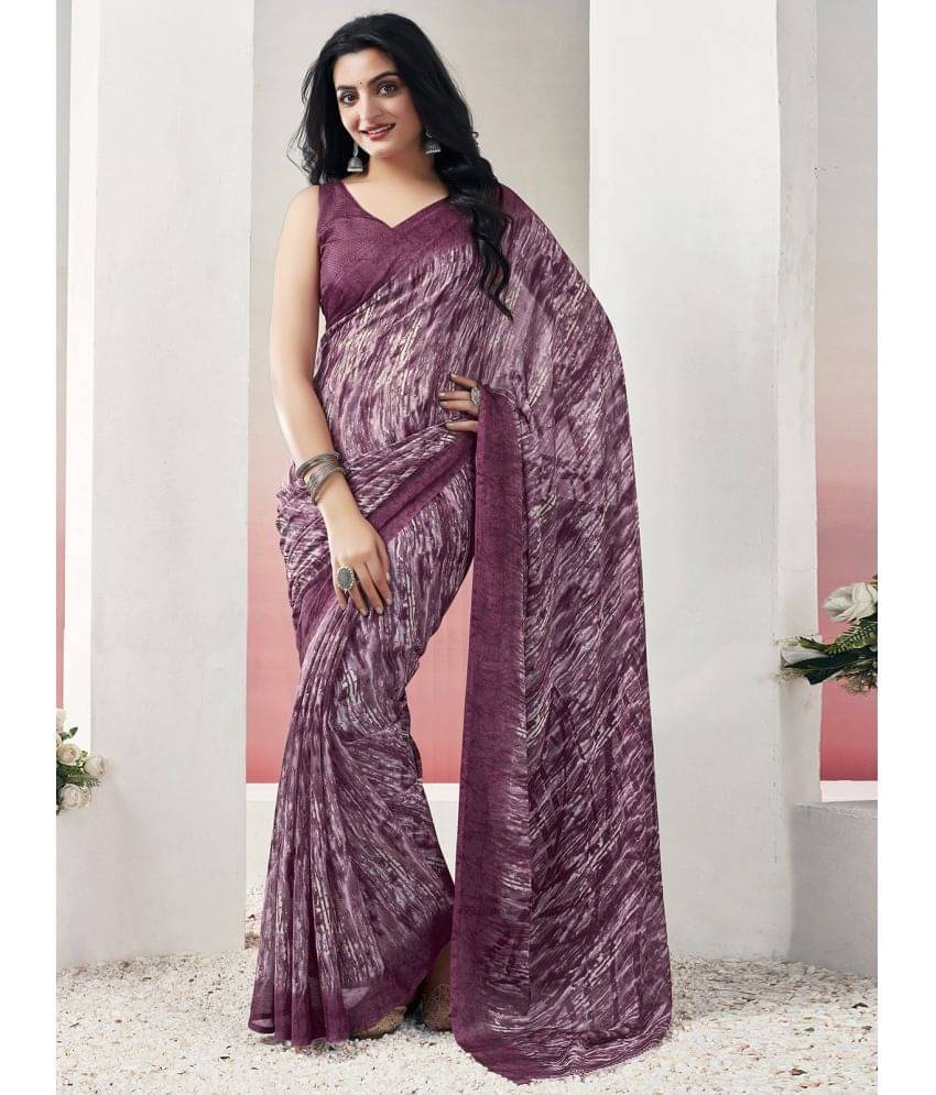 Samah Chiffon Printed Saree With Unstitched Blouse Piece ( Pink ) Samah Chiffon Printed Saree With Unstitched Blouse Piece ( Pink )