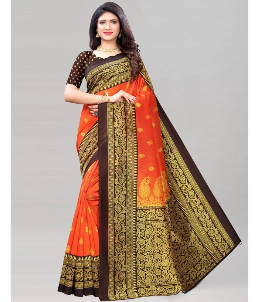 Samah Silk Embellished Saree With Unstitched Blouse Piece ( Orange )     			Samah Silk Embellished Saree With Unstitched Blouse Piece ( Orange )