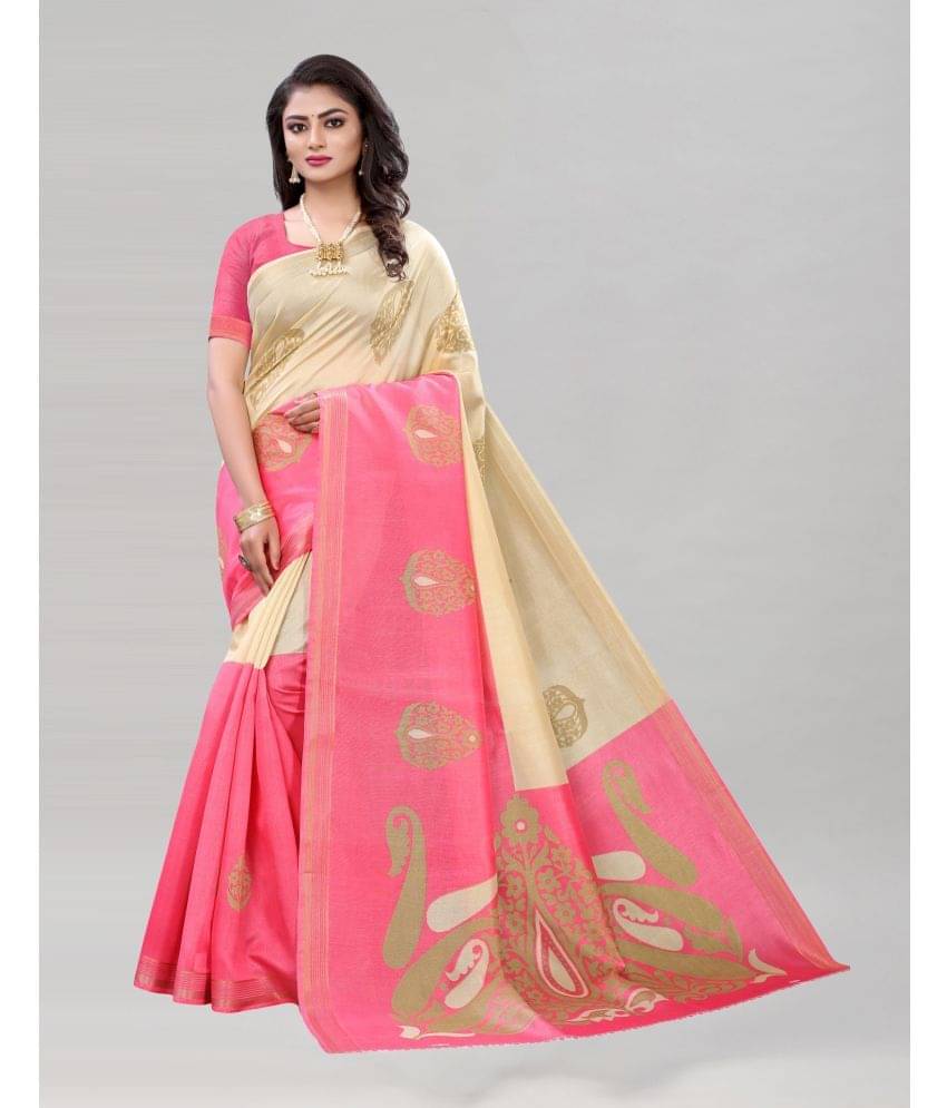 Samah Silk Printed Saree With Unstitched Blouse Piece ( Pink ) Samah Silk Printed Saree With Unstitched Blouse Piece ( Pink )