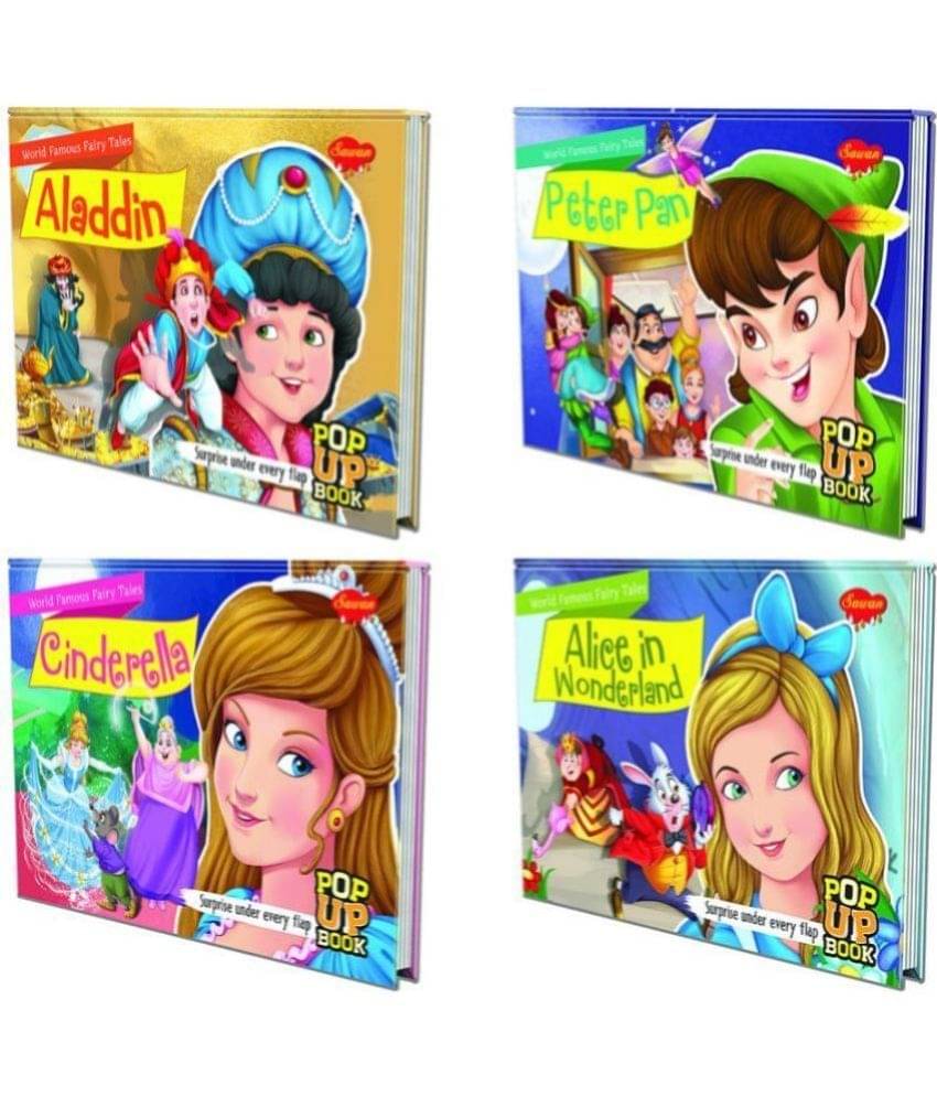 "Set of 4 POP UP books World Famous Fairy Tales | Aladdin, Alice in Wonderland, Cinderella and Peter Pan| A Quartet of Timeless Fairy Tales " "Set of 4 POP UP books World Famous Fairy Tales | Aladdin, Alice in Wonderland, Cinderella and Peter Pan| A Quartet of Timeless Fairy Tales "