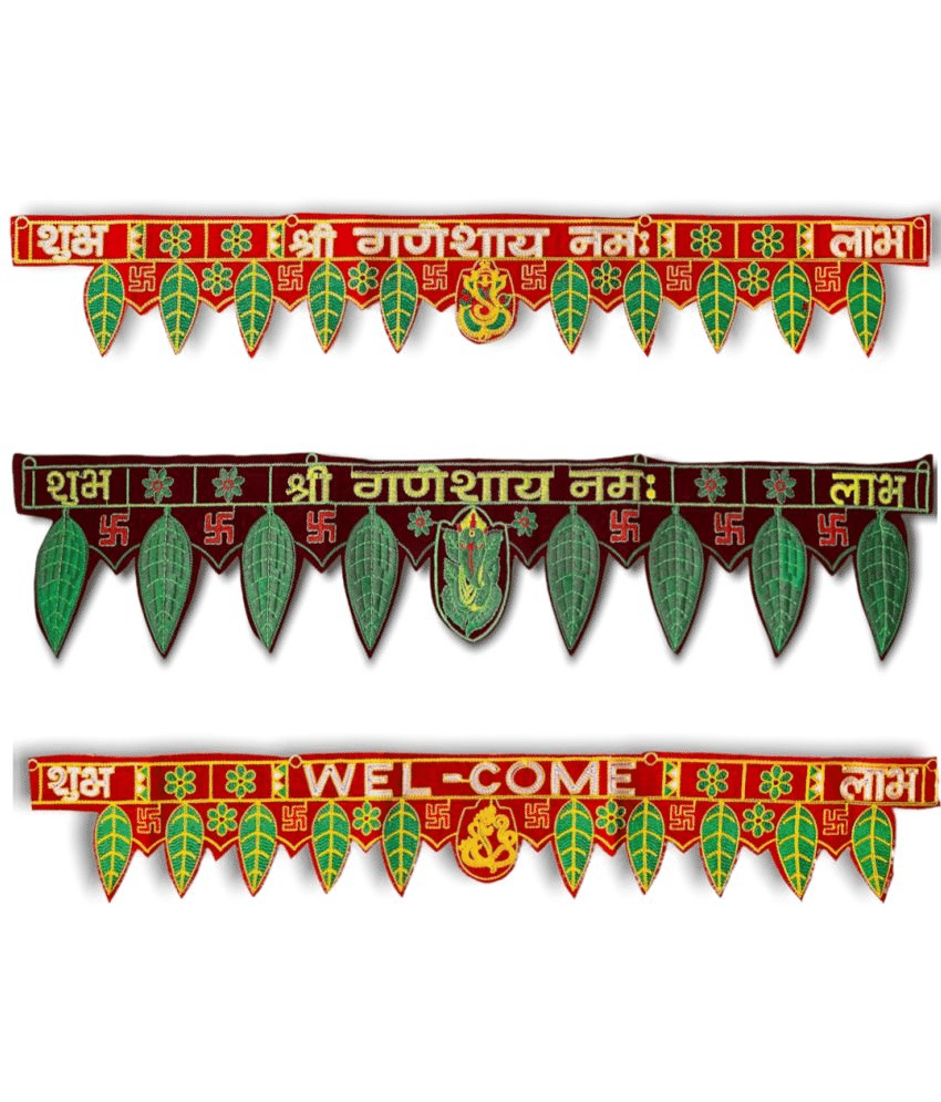     			TORNORY Handmade Bandarwal Toran 3 ft Multi ( Pack of 3 )