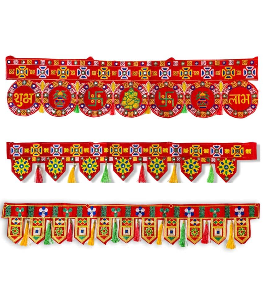 TORNORY Handmade Bandarwal Toran 3 ft Multi ( Pack of 3 )