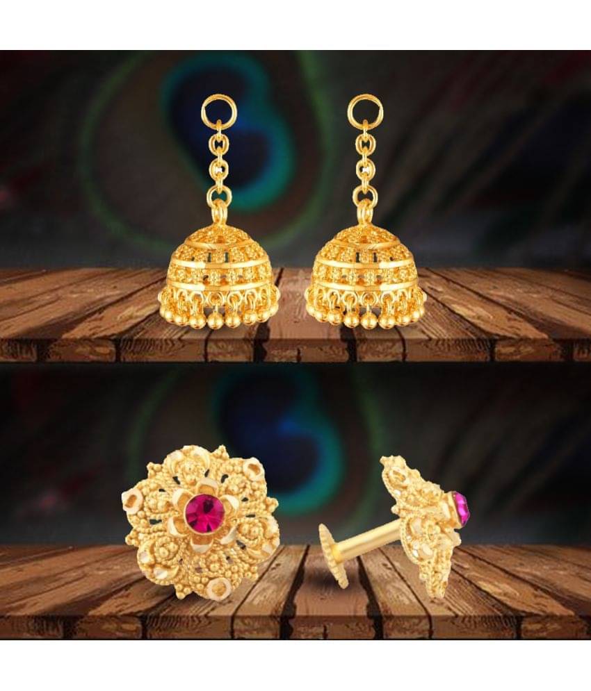     			VIVASTRI Golden Jhumki Earrings ( Pack of 2 )