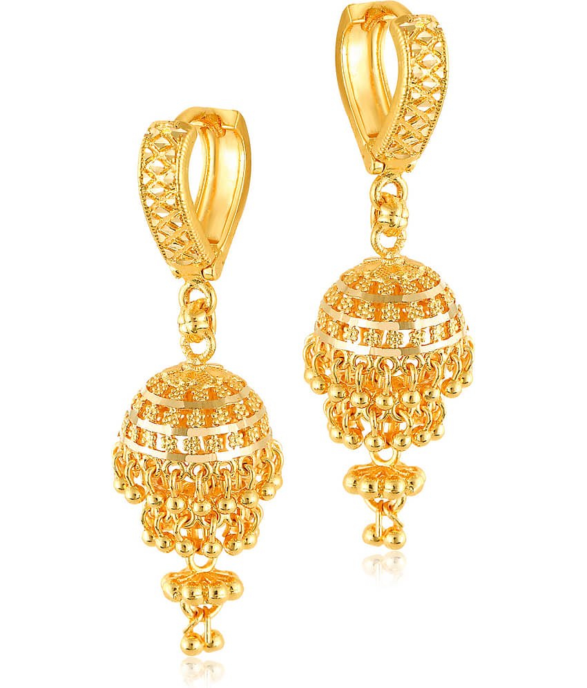 VIVASTRI Golden Jhumki Earrings ( Pack of 1 ) - Earrings | Buy online on ZillyBuy