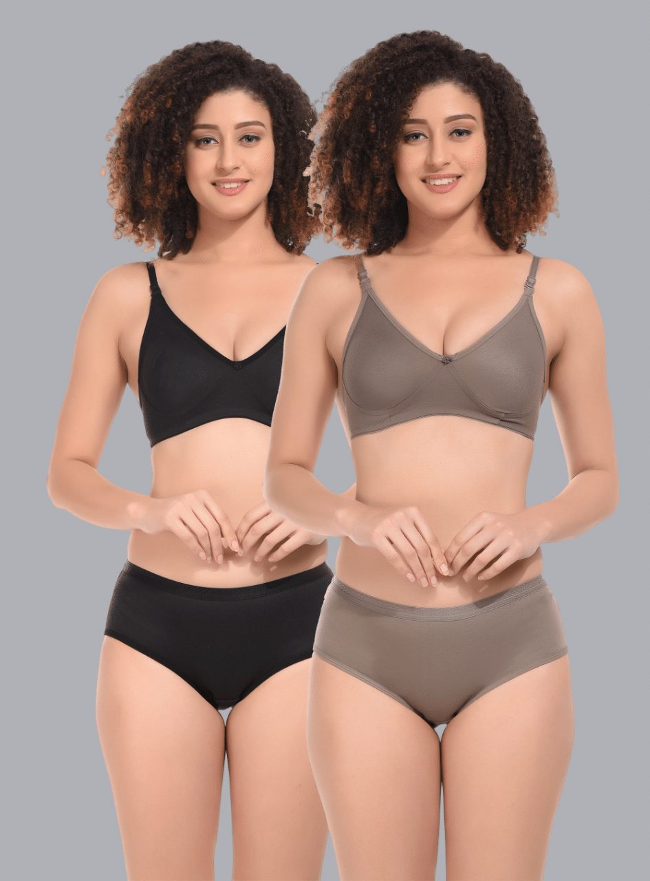 Viral Girl Pack of 2 Cotton Women's Bra & Panty Set ( Black ) NA Viral Girl Pack of 2 Cotton Women's Bra & Panty Set ( Black ) NA