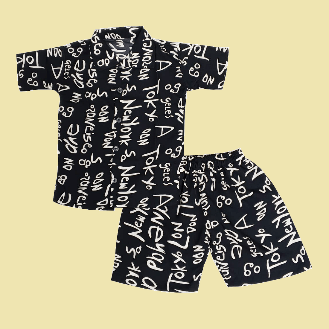 harshvardhanmart.com Pack of 1 Boys Cotton Blend Shirt & Shorts Set ( Black )