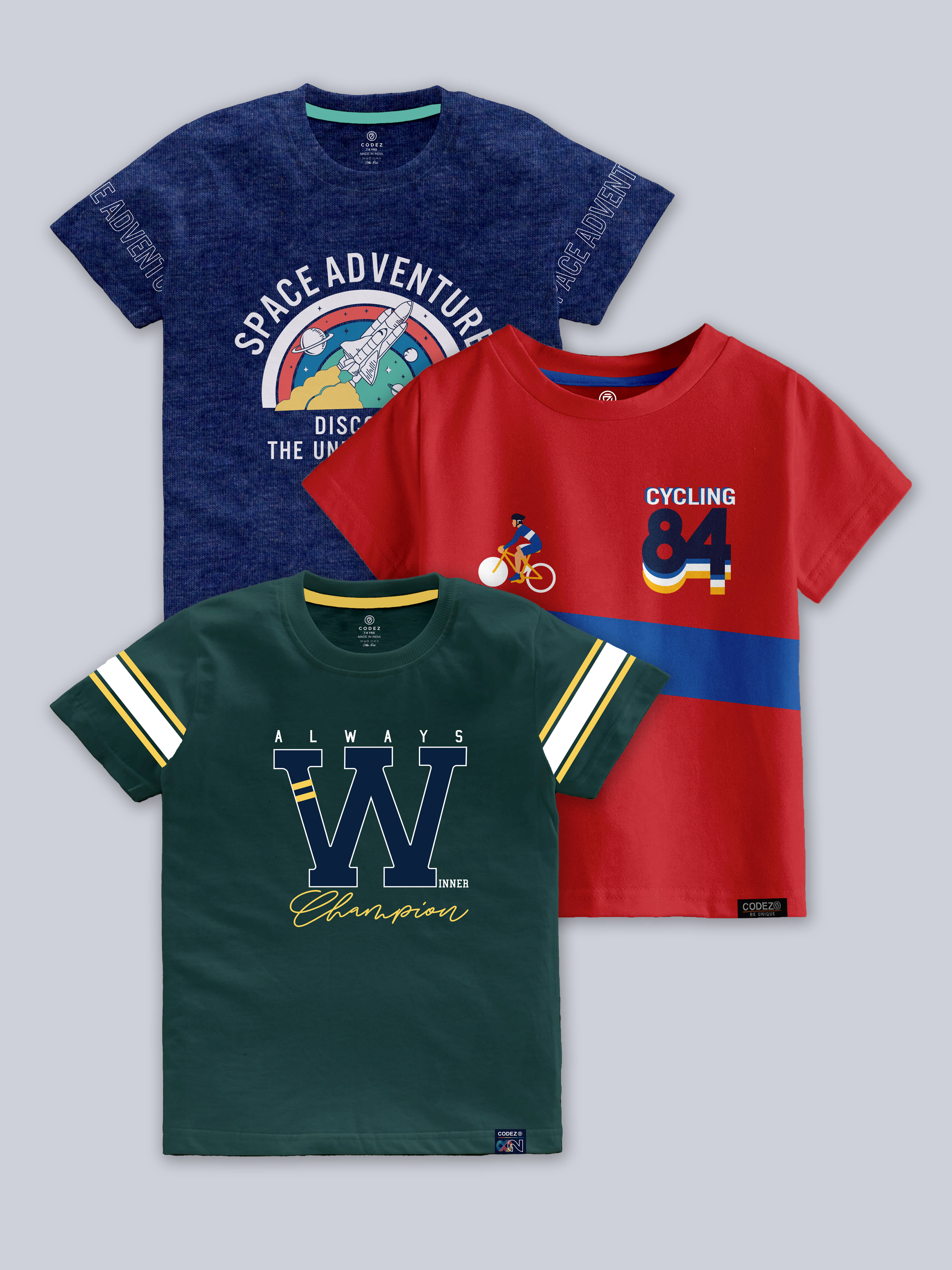     			CODEZ Pack of 1 Boys Cotton Blend T-Shirt ( Multicolor )