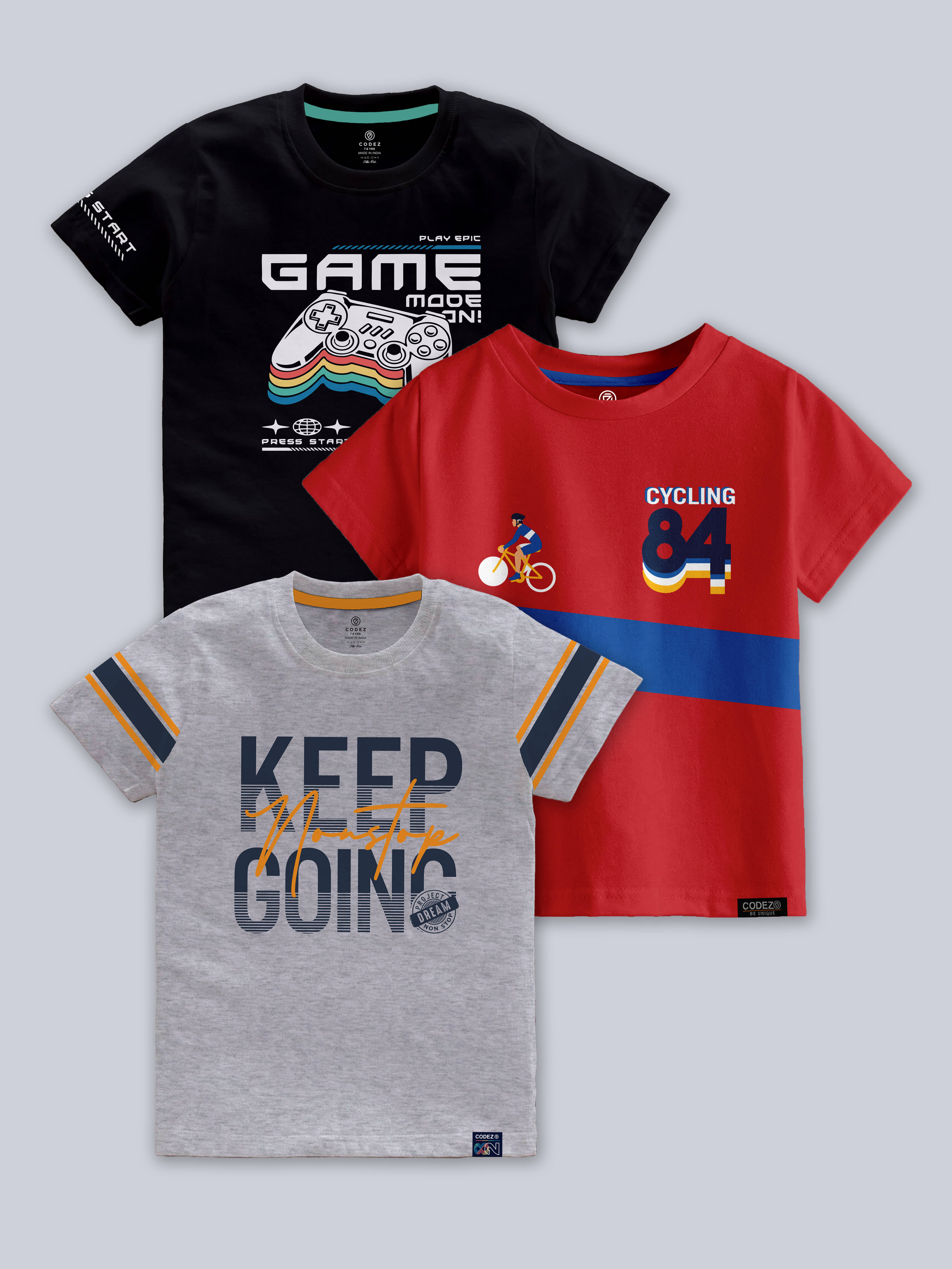 CODEZ Pack of 1 Boys Cotton Blend T-Shirt ( Multicolor )