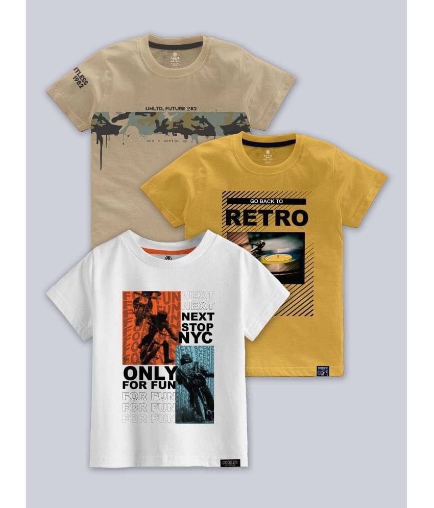     			CODEZ Pack of 3 Boys Cotton Blend T-Shirt ( Multicolor )