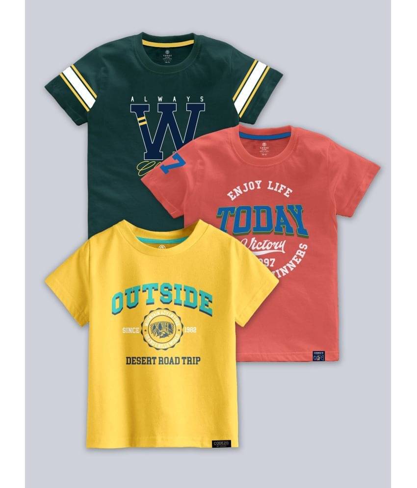     			CODEZ Pack of 3 Boys Cotton Blend T-Shirt ( Multicolor )