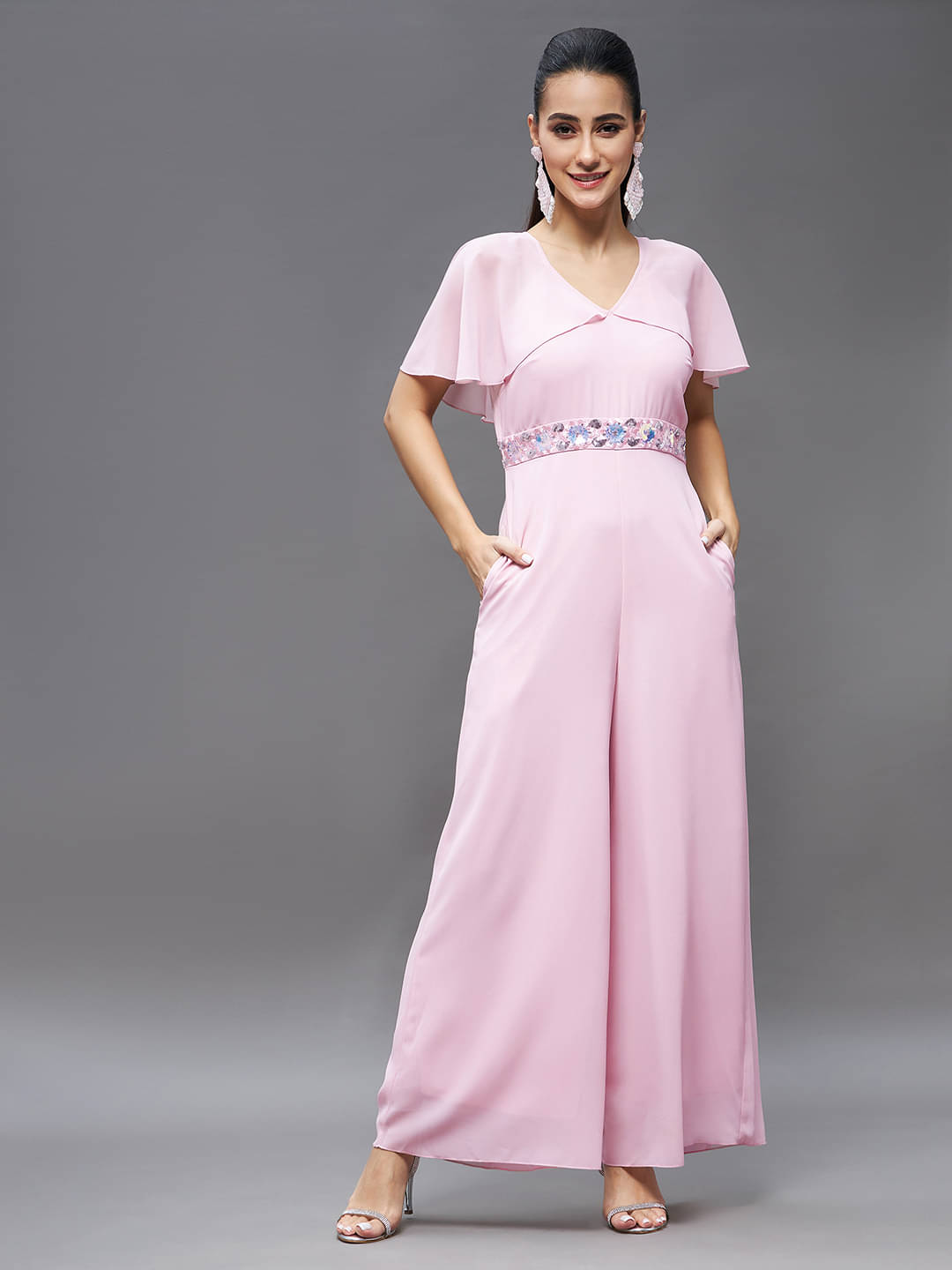     			Miss Chase Pink Georgette Regular Fit Women's Jumpsuit ( Pack of 1 )