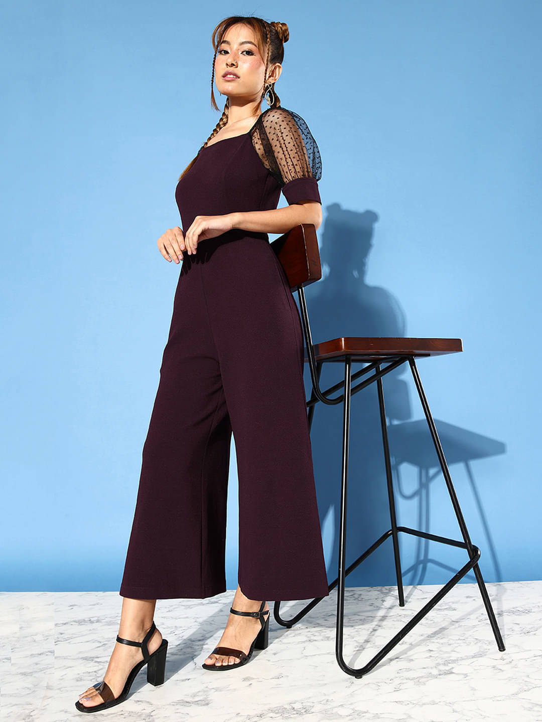 Miss Chase Purple Polyester Regular Fit Women's Jumpsuit ( Pack of 1 ) Miss Chase Purple Polyester Regular Fit Women's Jumpsuit ( Pack of 1 )