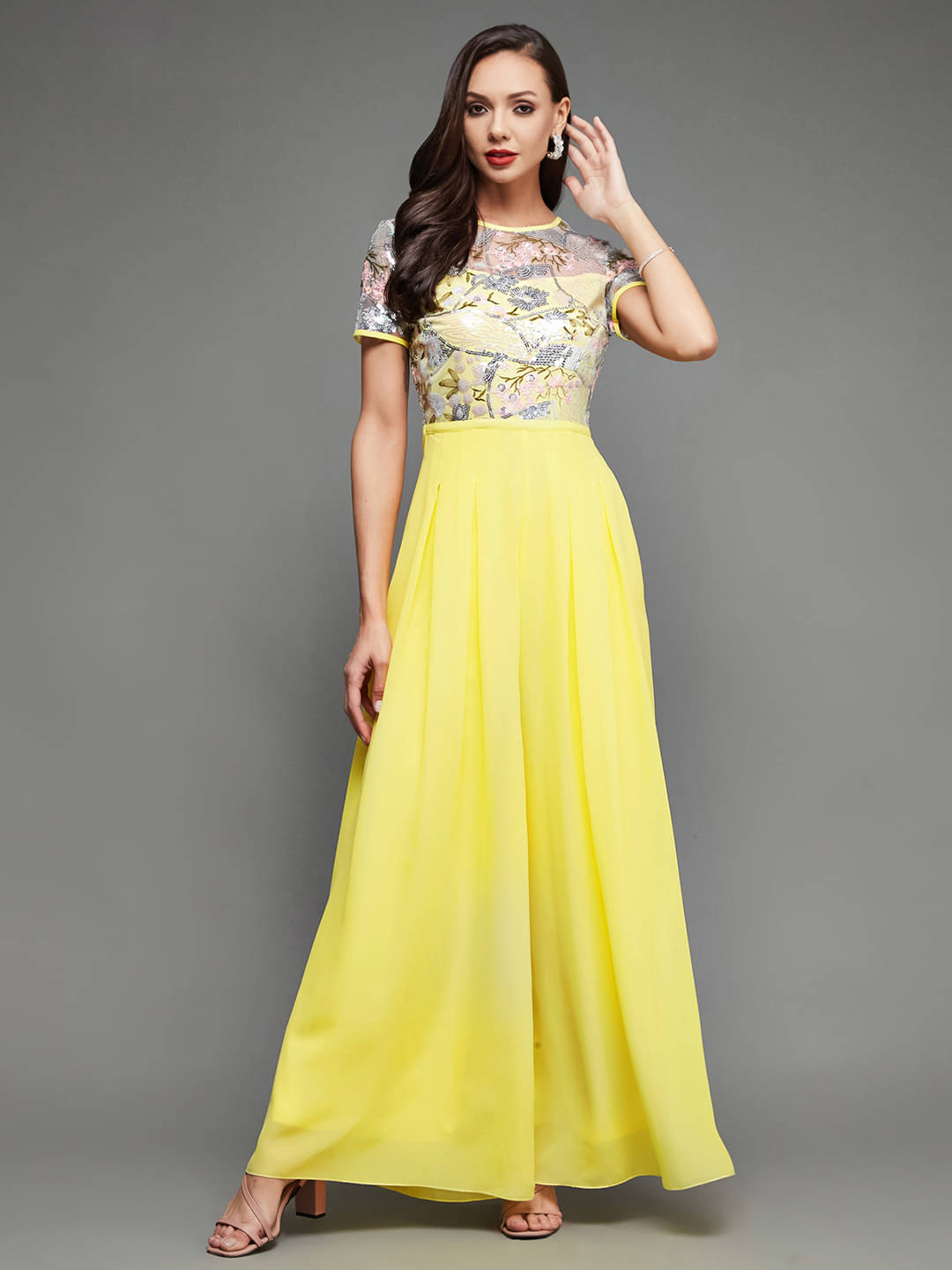     			Miss Chase Yellow Georgette Regular Fit Women's Jumpsuit ( Pack of 1 )