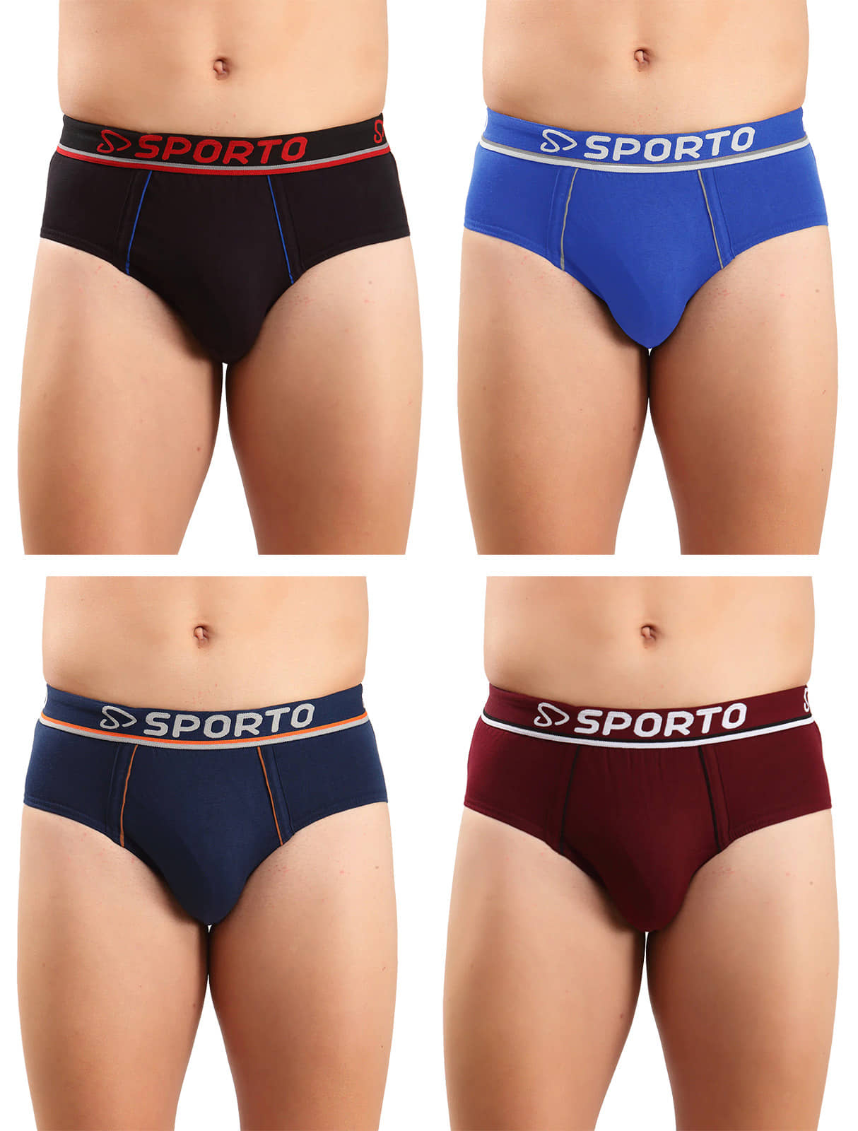 SPORTO Multicolor Cotton Men's Briefs ( Pack of 4 )
