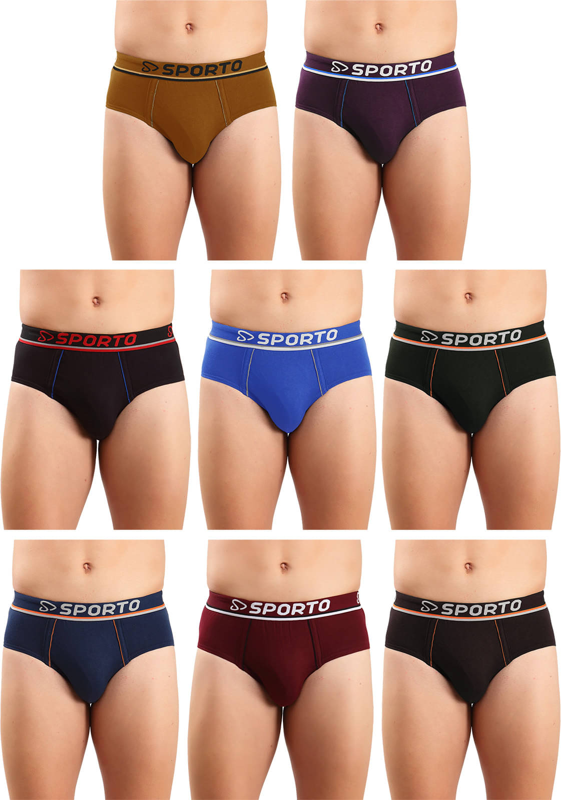SPORTO Multicolor Cotton Men's Briefs ( Pack of 8 ) SPORTO Multicolor Cotton Men's Briefs ( Pack of 8 )