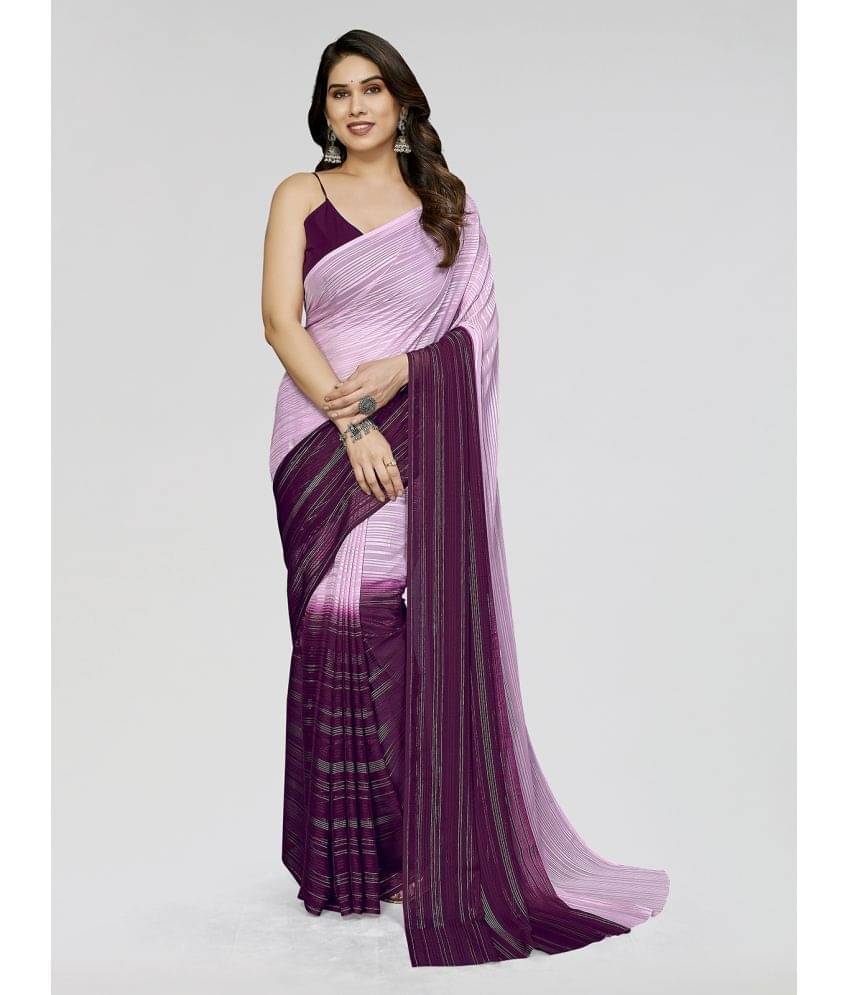     			ANAND SAREES Satin Striped Saree With Unstitched Blouse Piece ( Pink )