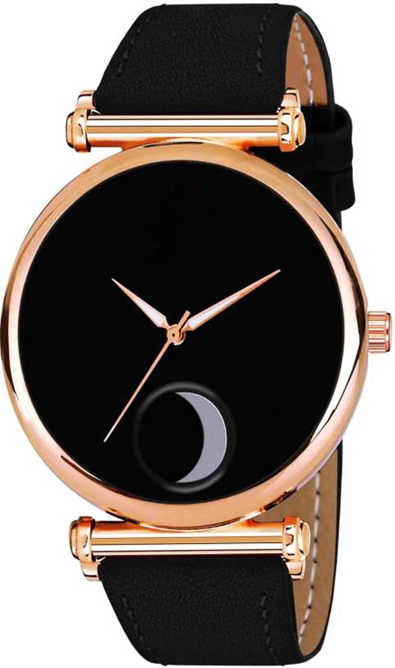     			AQUA BLISS Black Leather Analog Men's Watch