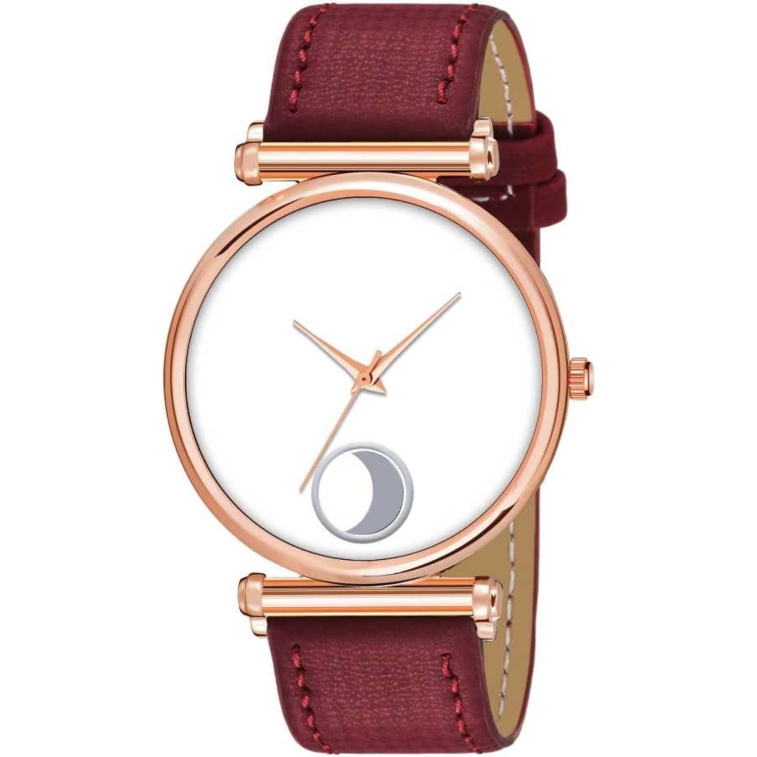    			AQUA BLISS Maroon Leather Analog Men's Watch