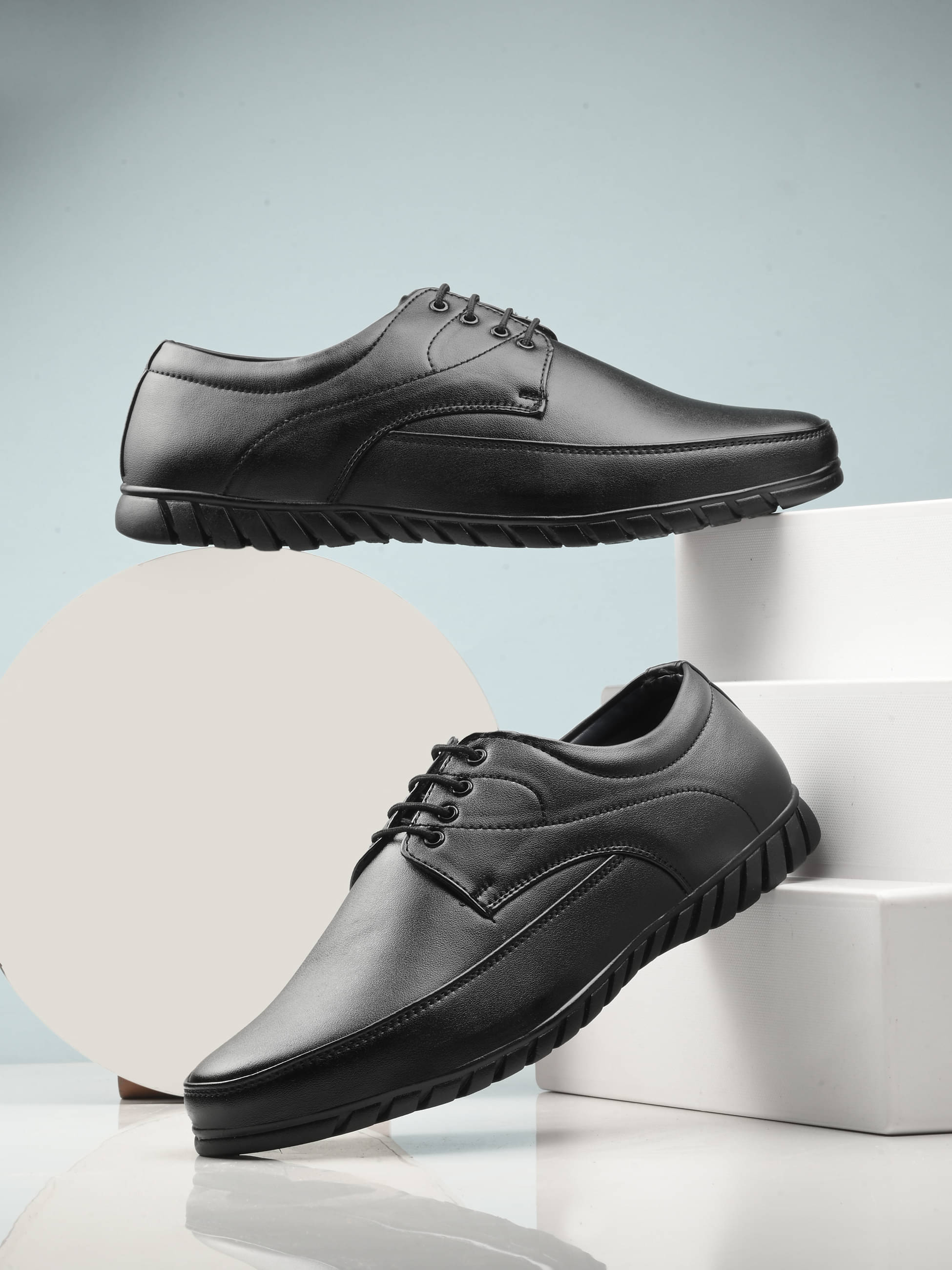     			Aadi Black Men's Derby Formal Shoes