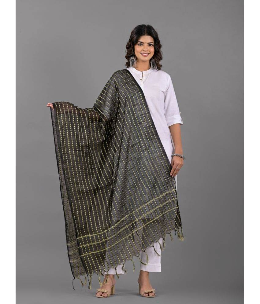     			Apratim Black Cotton Women's Dupatta - ( Pack of 1 )