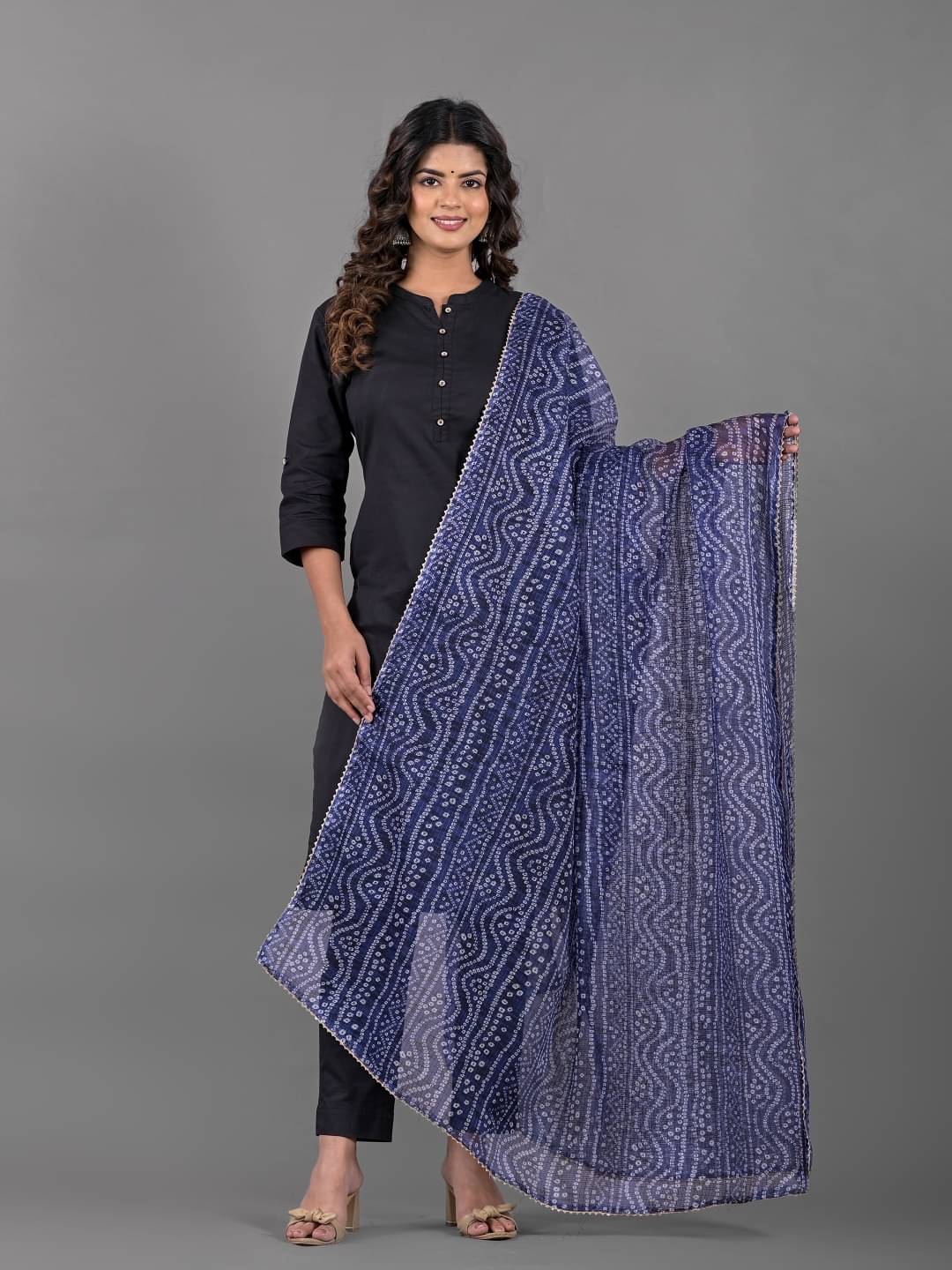     			Apratim Blue Cotton Blend Women's Dupatta - ( Pack of 1 )
